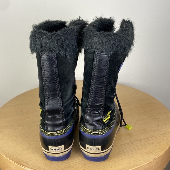 Sorel Womens 5 Tall Faux Fur Black and Purple Waterproof Snow Boot Winter Casual - Picture 7 of 9